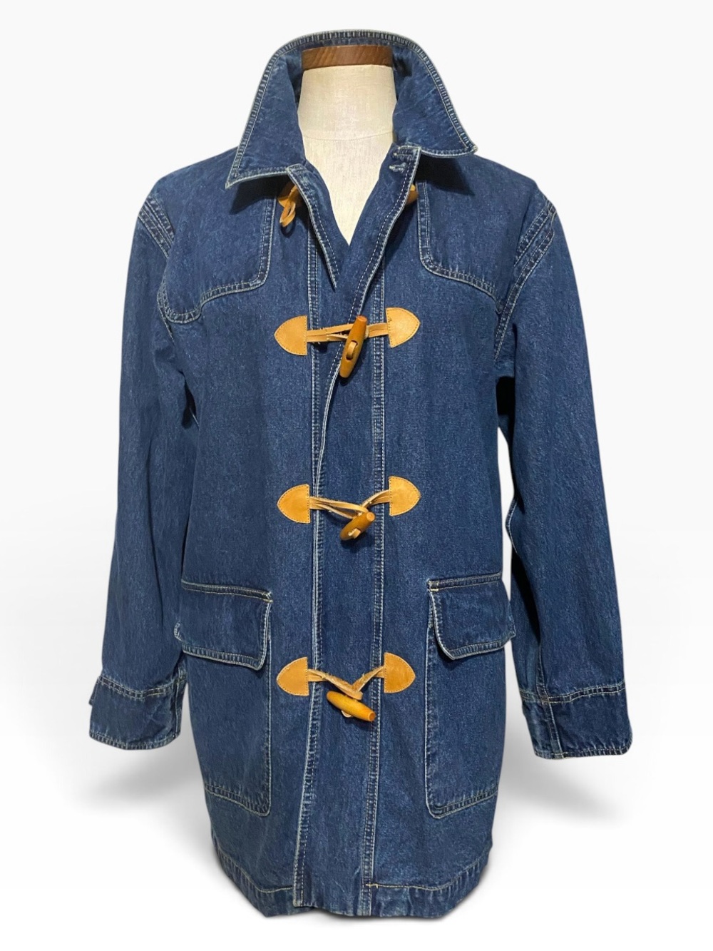 Vintage Lizwear Denim Toggle Button Oversized Jacket M Petite 90s Streetwear